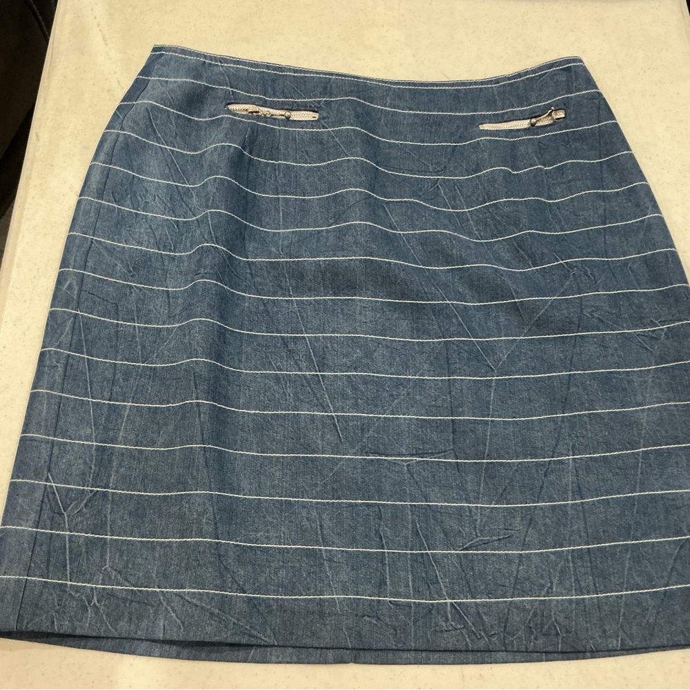 Cache Blue and White Mini Pencil skirt.